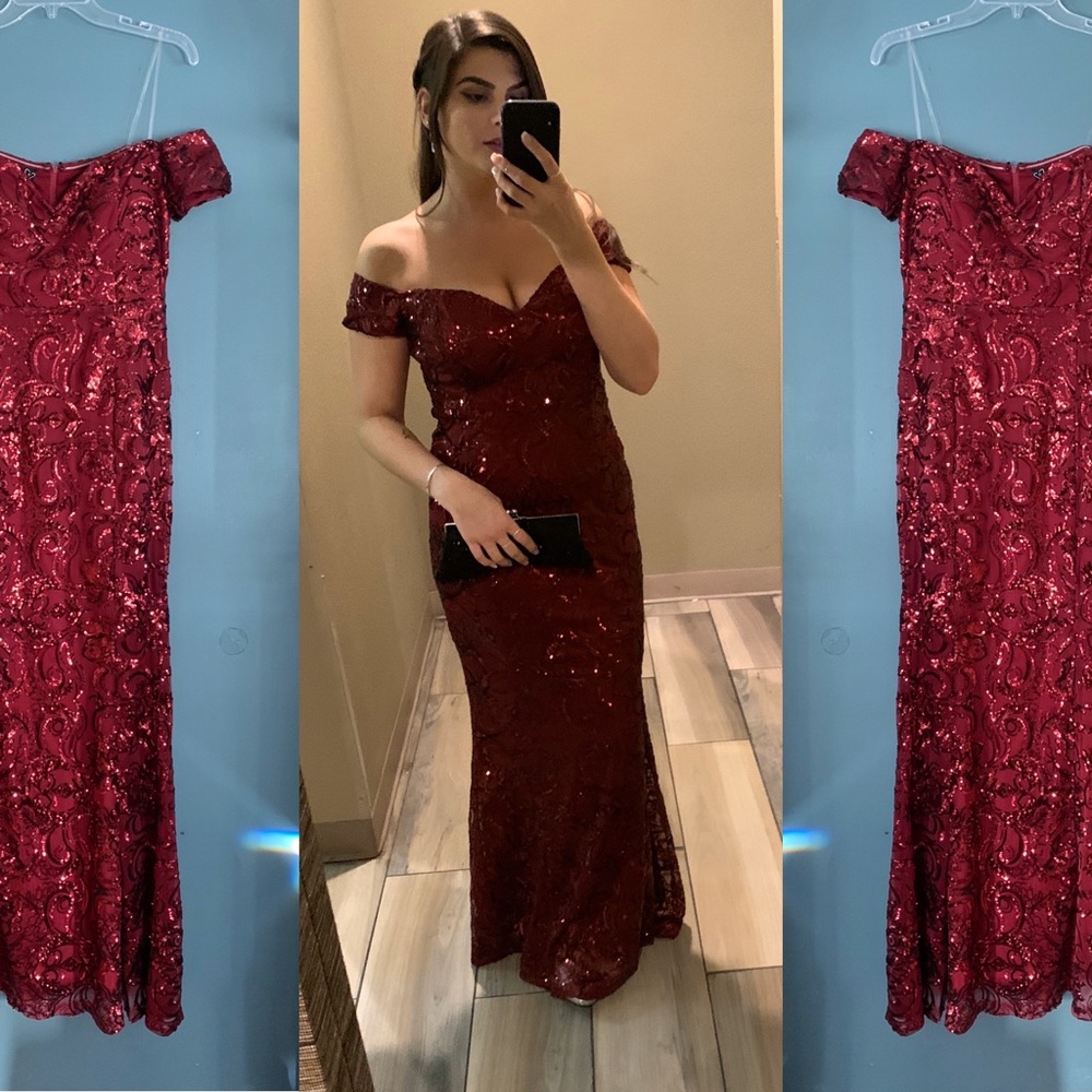 Windsor Burgundy Sequin Scroll Dress